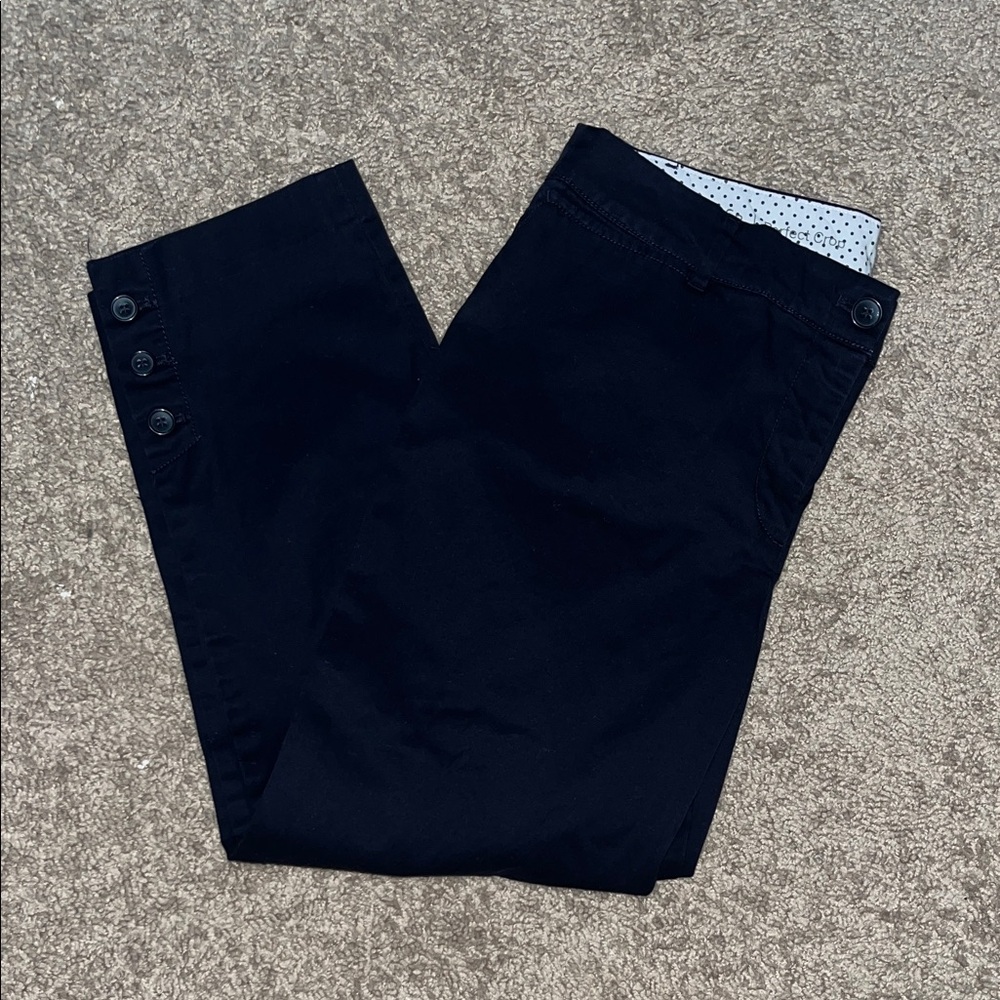 Talbots Women's Navy Cropped Pants with Button Detail